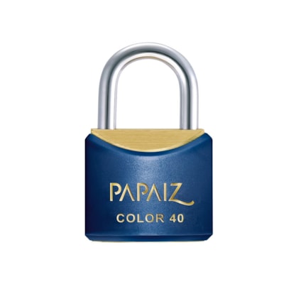 Cadeado com Chave Cr40 Latão Azul Color Line Saco Plástico
