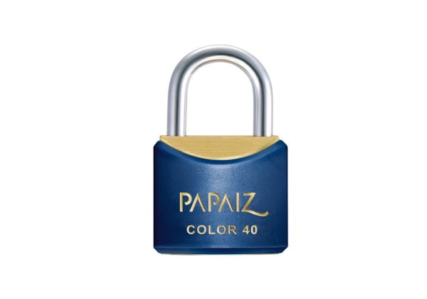 Cadeado com Chave Cr40 Latão Azul Color Line Saco Plástico