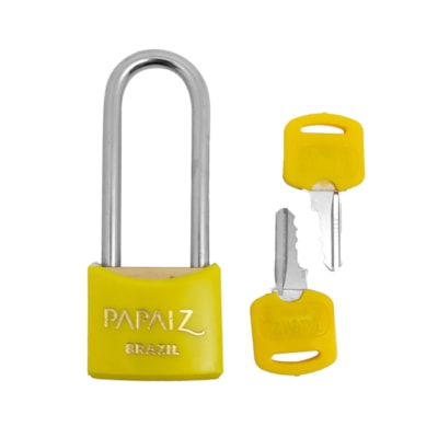 Cadeado com Haste Longa de 30/70mm Numerado Amarelo Papaiz