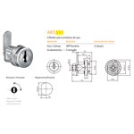 Cilindro Para Móveis de Aço ART 511 Com Lingueta Cromado