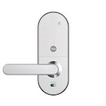 COMBO - Fechadura Digital YMC 420W Branca/Cromada - Abre por APP,  biometria, senha, cartão e chave