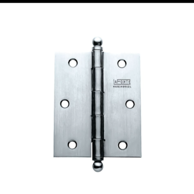 Dobradiça 90 3.5x3 Latão com  Rolamento  15 e parafuso Cromado Acetinado Blister