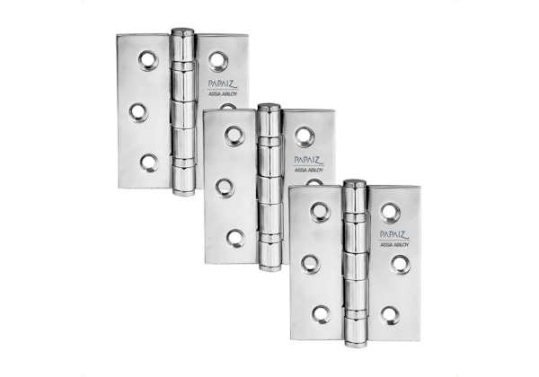 Dobradiça de Inox Cromo 3 1/2 x 3 Kit com 3 peças Papaiz