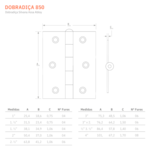 Dobradiça Modelo 850  - 3" Polido - Silvana 24pçs