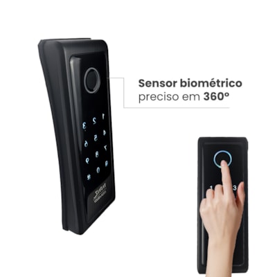 Fechadura Digital SL140B Com Biometria De Sobrepor Preta Fosca