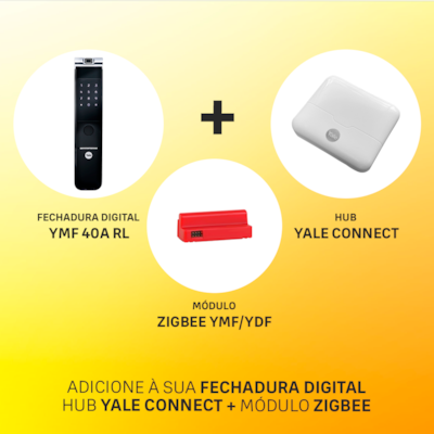 Fechadura Digital YMF 40A RL abre com Biometria e Senha - Trinco Rolete + Kit Conectividade