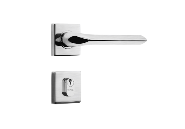 Fechadura Inox para Porta de Entrada Cromo Acetinado 55mm com Roseta MI680 Inoxvita Papaiz