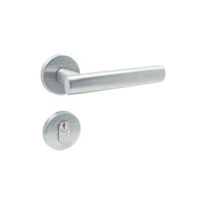 Fechadura Inox para Porta de Entrada Cromo Acetinado 55mm com Roseta MI910 Inoxvita Papaiz